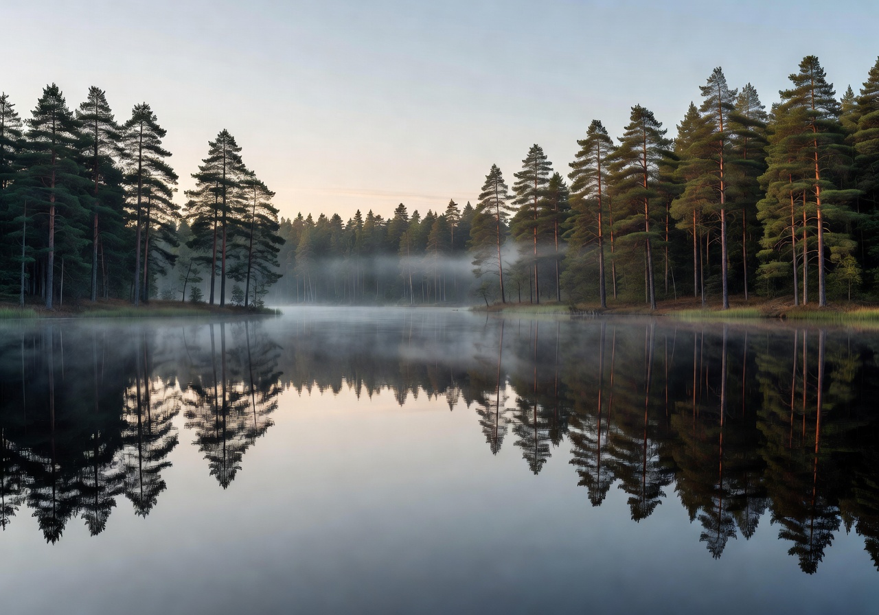 Calm lakes and pine forests in Finland