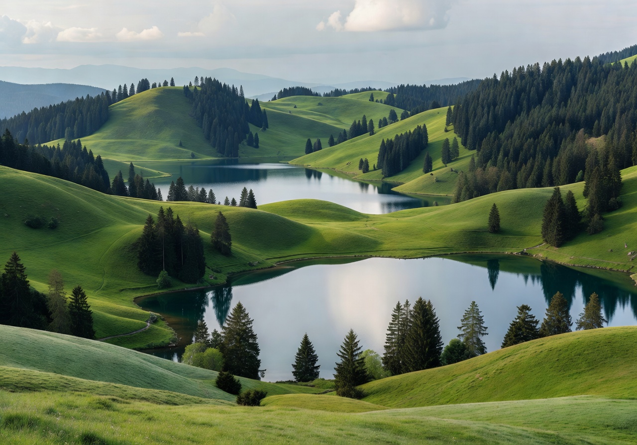 Green Austrian hills and lakes
