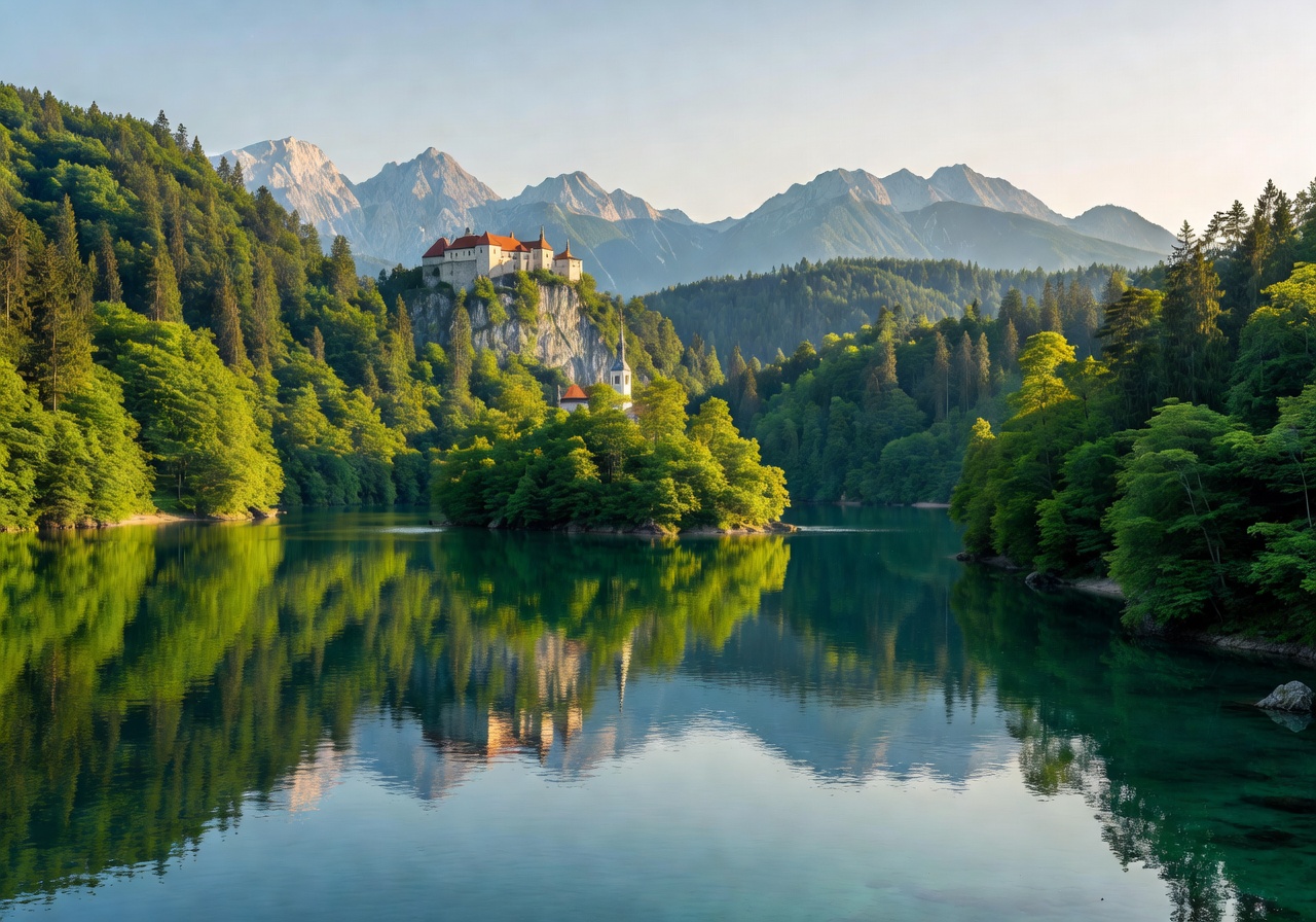 Lake Bled and Slovenian green forests