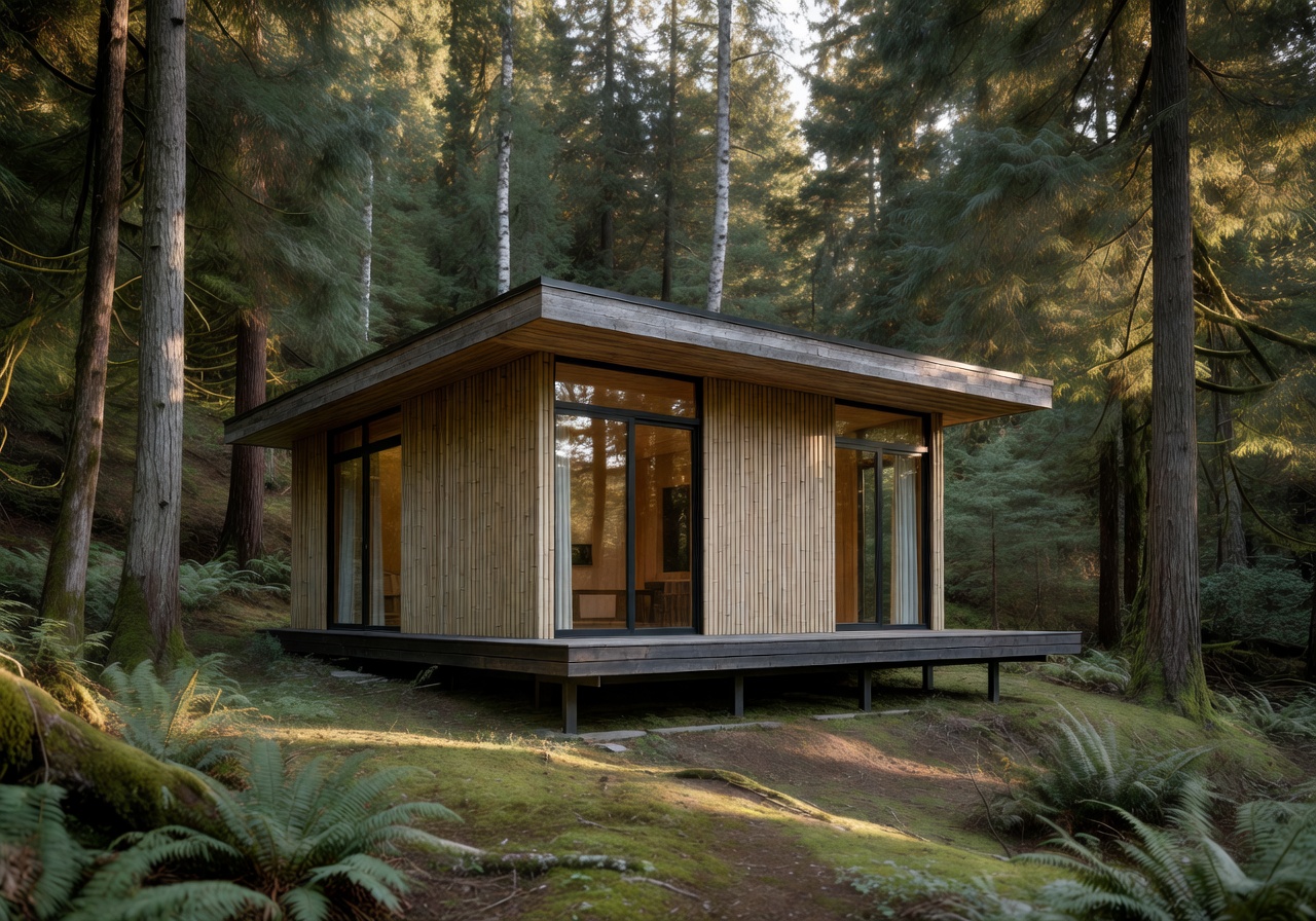 Modern minimalist eco cabin in the woods